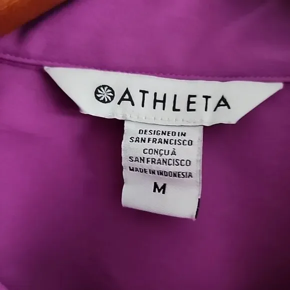 Athleta Oversized Poplin Top Button Up Shirt Size M Jazzy Purple Long Sleeve - Picture 2 of 8